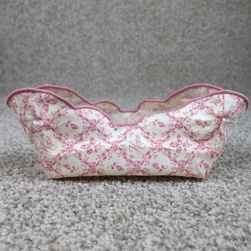 Longaberger 2000 Horizon of Hope Basket Liner Pink Floral Scalloped Edge